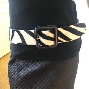 Chicos Animal Print Zebra Leather Belt Sz M